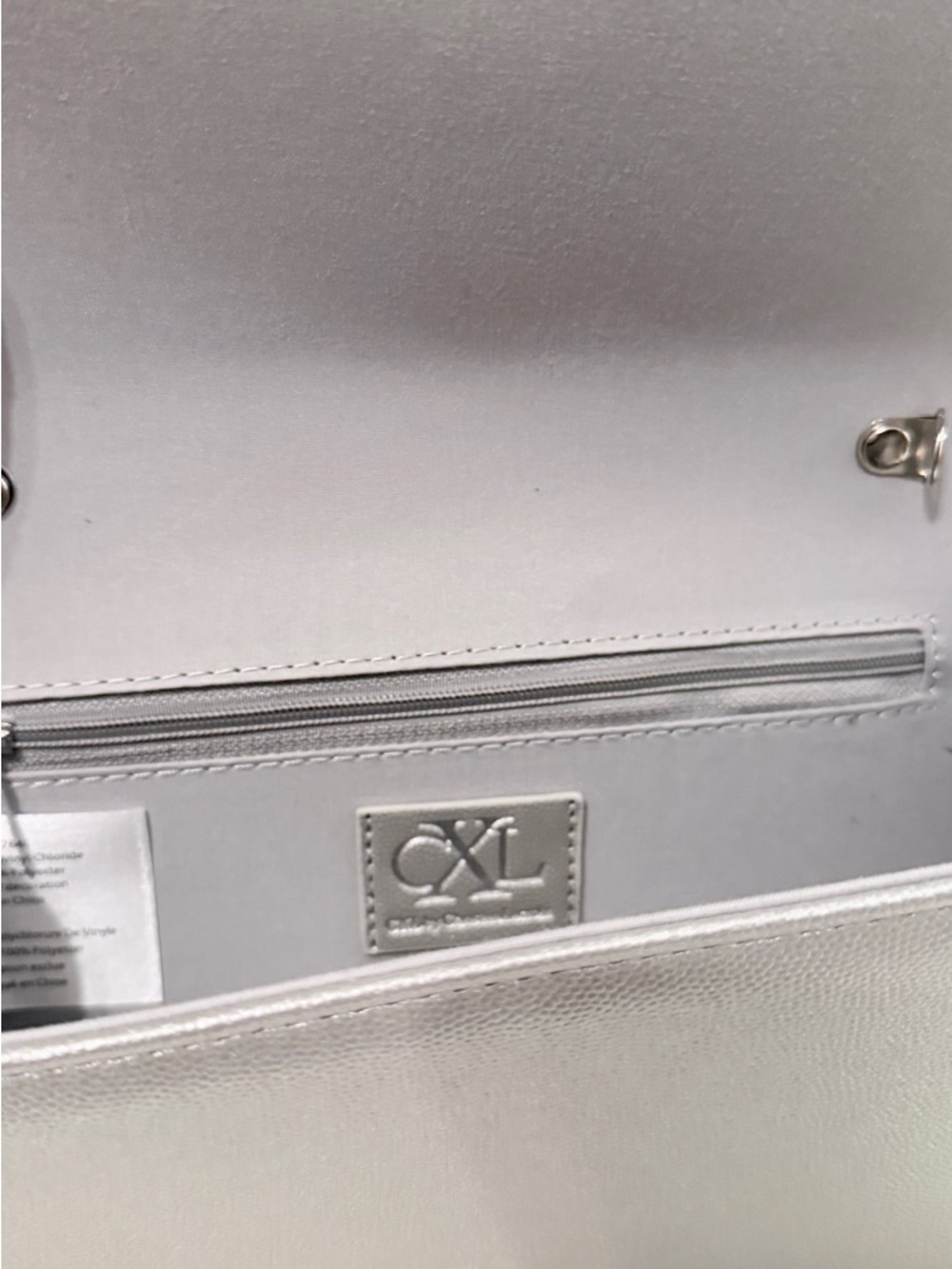 CXL by Christian Lacroix Silver Metallic Envelope Clutch w/ Detachable Chain NWT - Picture 8 of 12